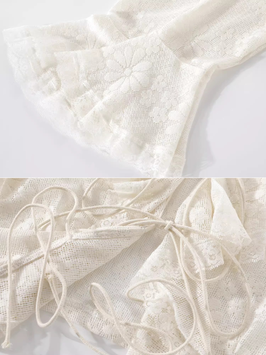 Sheer Lace Ribbon Blouse