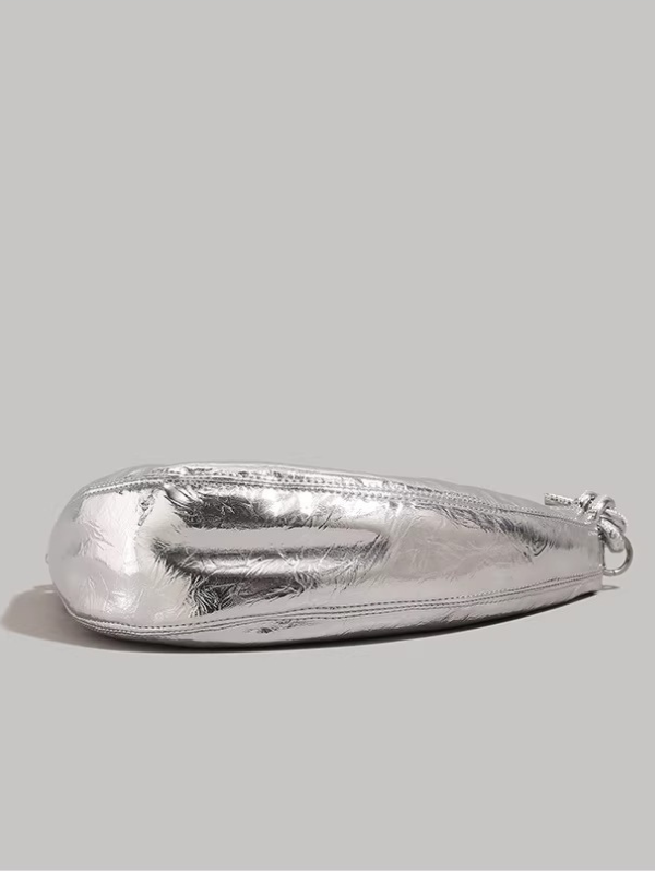 Metallic Crescent Charm Bag