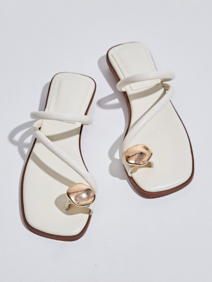 Molten Gold Flat Sandals