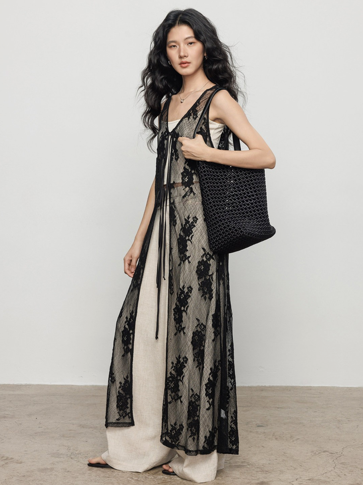 〈Pre Order〉Floral Lace Long Gilet