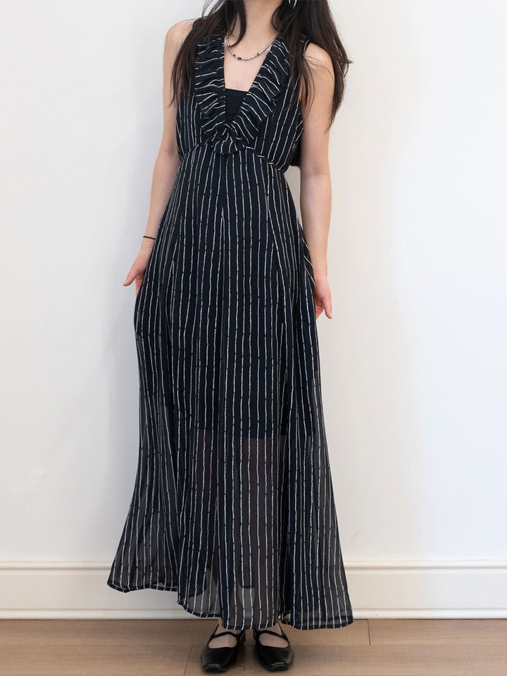 Sheer Ruffle Maxi Dress