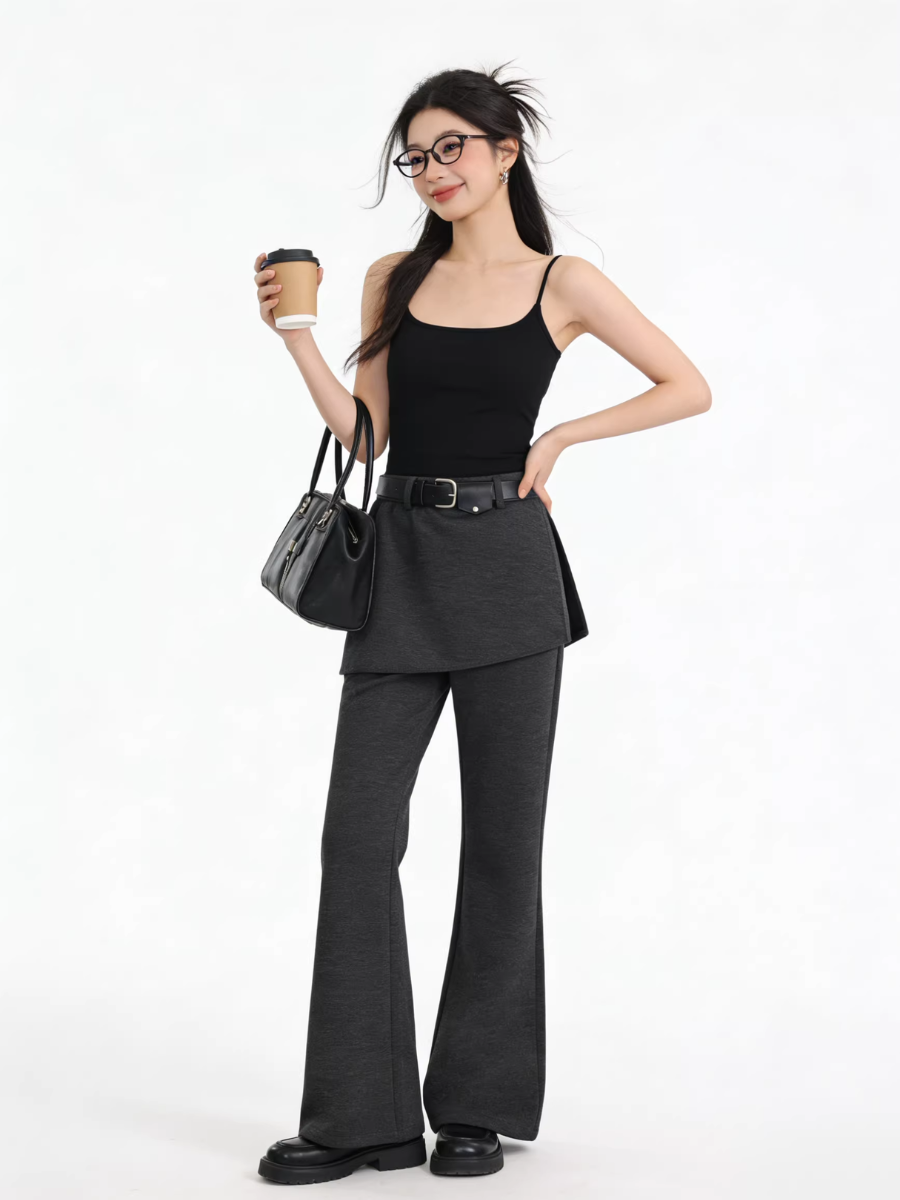 Layered Skirt Flare Pants