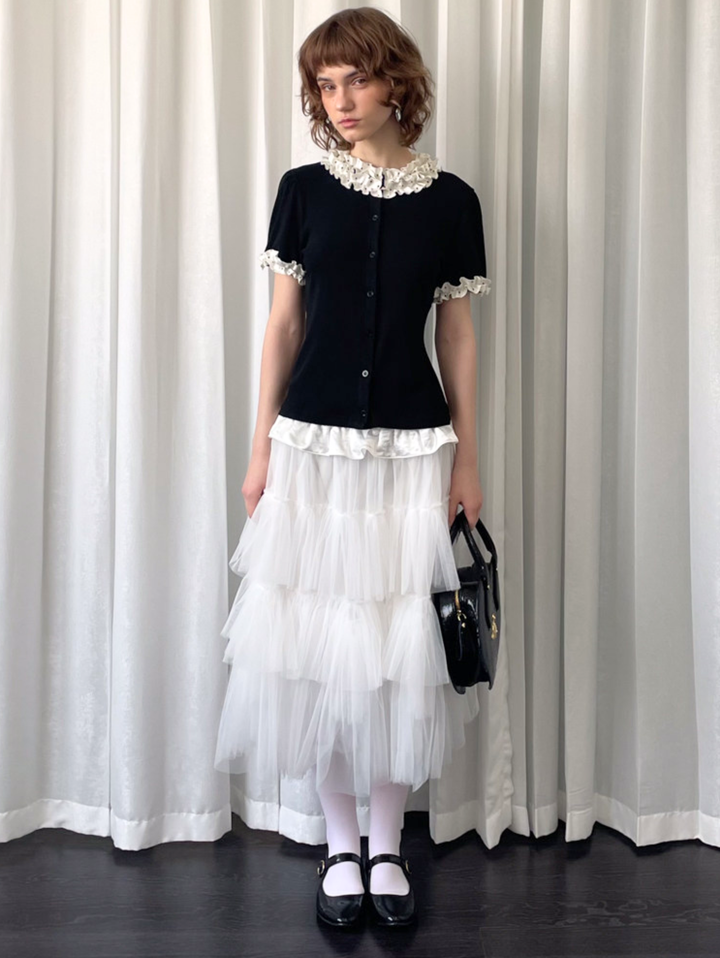 〈Pre Order〉【Loose Smell】Dot Frill Rib Top