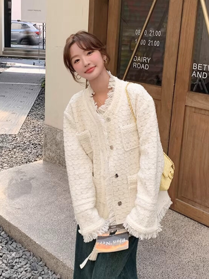 Soft Fringe Tweed Jacket