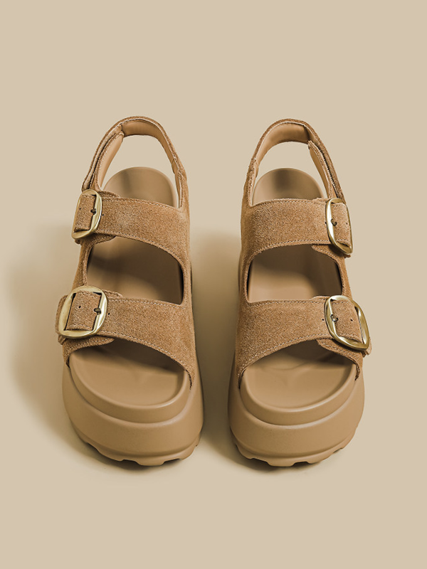 Double Buckle Platform Sandals