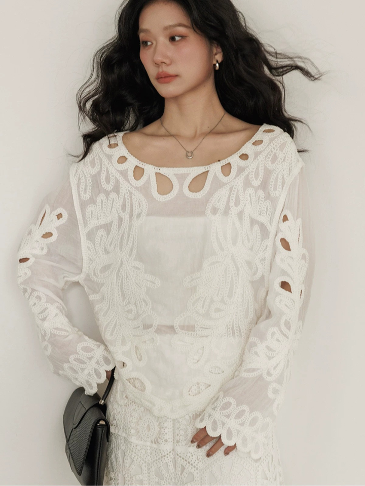 Loop Lace Sheer Blouse