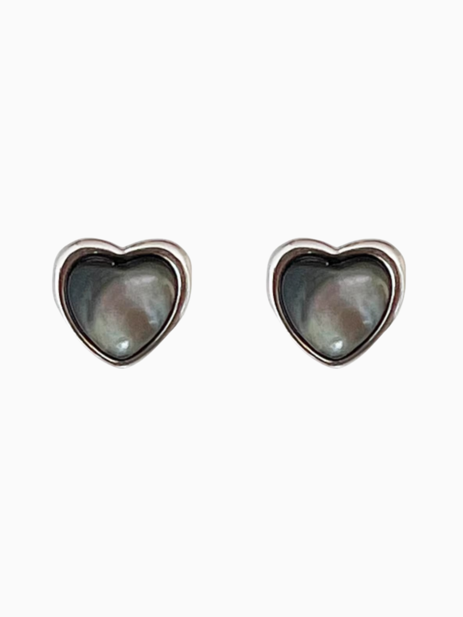 【EGO ACC】Black Heart Stud Earrings