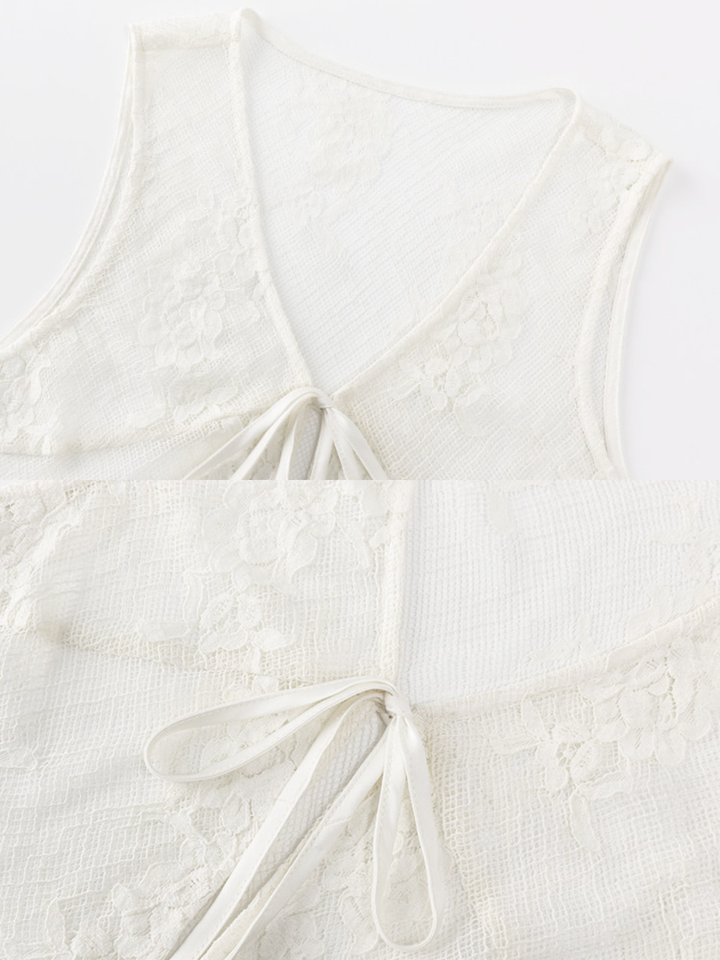 〈Pre Order〉Floral Lace Long Gilet